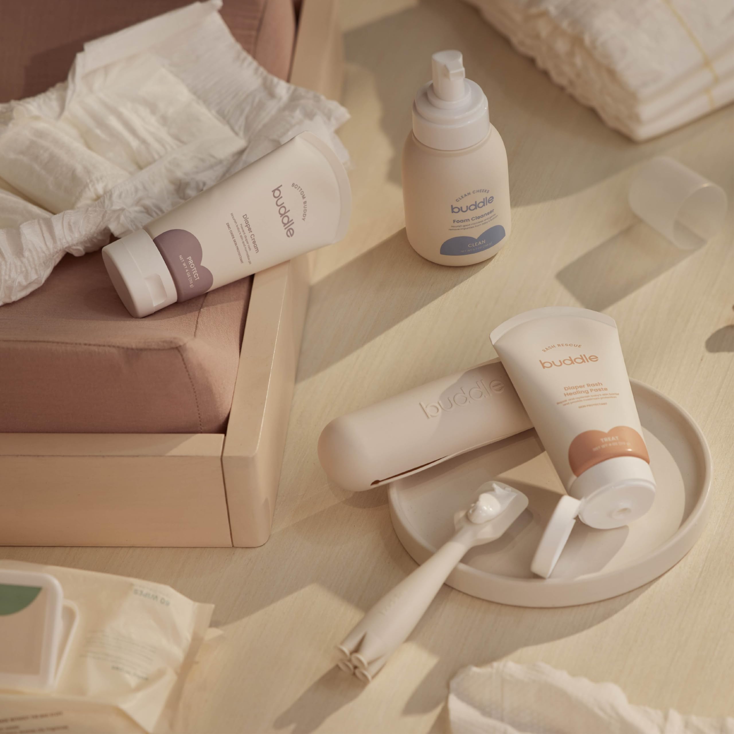 Buddle Paddle Pal on-the-go usage showing travel-friendly setup and quick changes.