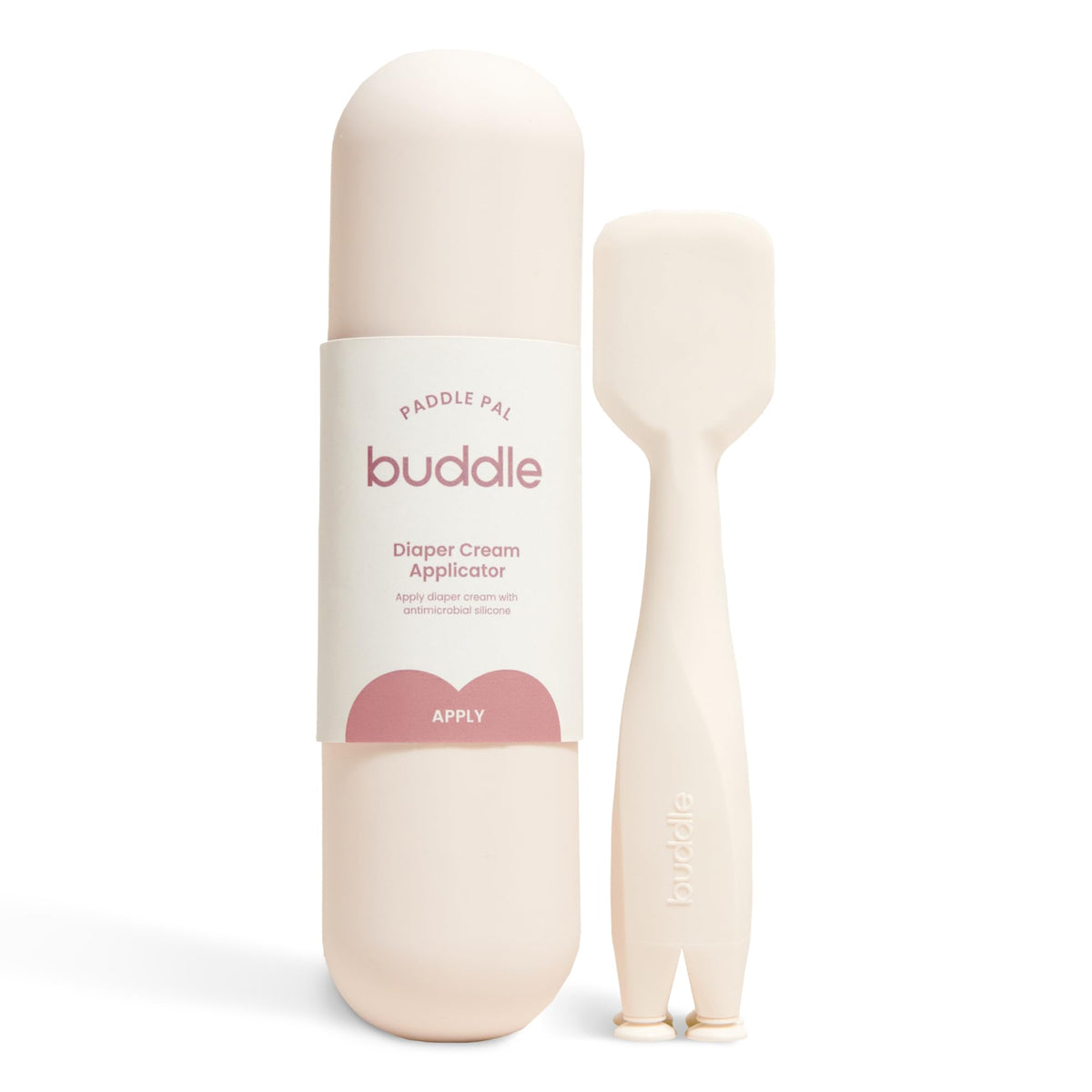 Buddle Paddle Pal silicone applicator demonstrates smooth, mess-free diaper cream application.