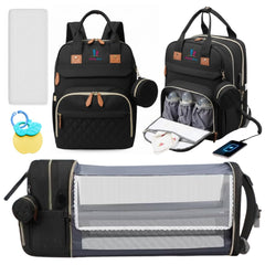Buddy Bear diaper bag backpack showing changing station feature for quick diaper changes