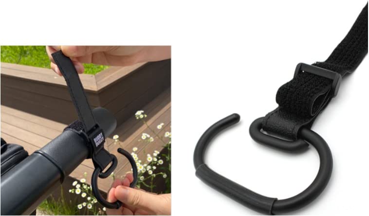 Buddy Duggy nonslip stroller hook 15lb capacity supports grocery bags securely.