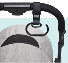 Buddy Duggy nonslip stroller hook aluminum body clip keeps bags from slipping.