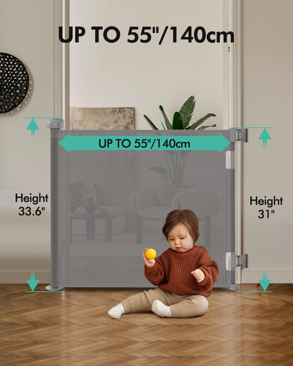 BuddyZone retractable gate 34-inch-tall provides a sturdy barrier height