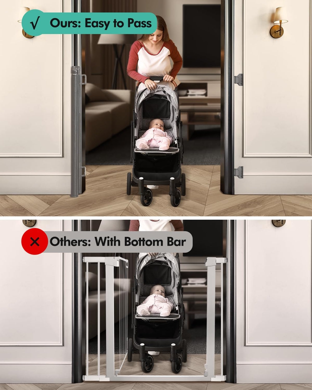 BuddyZone retractable gate double-lock illustrates secure closure