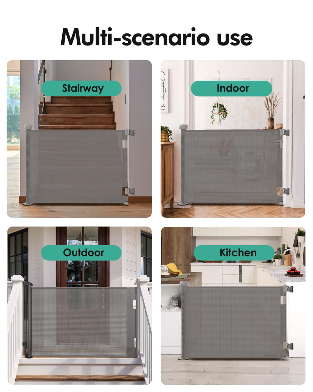 BuddyZone retractable gate extended-width shows wide doorway versatility up to 55 inches