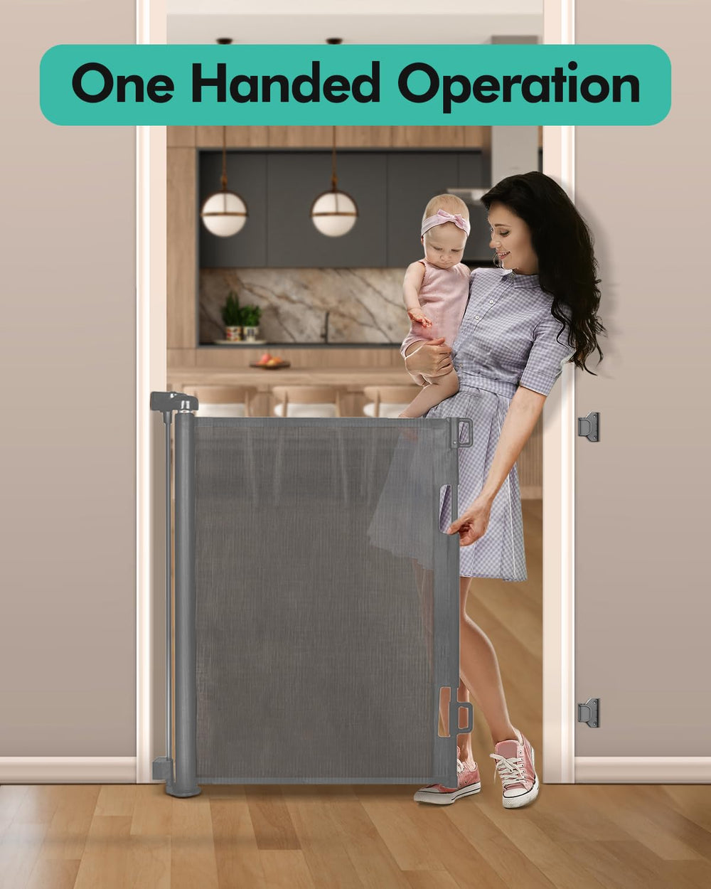BuddyZone retractable gate one-handed-operation enables multitasking