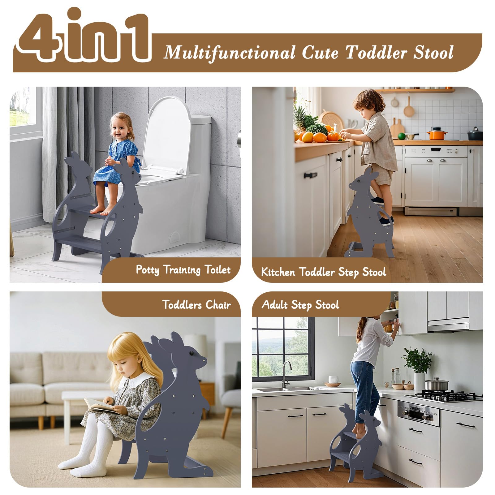 BueDeHai adjustable height steps show two levels for growing children.