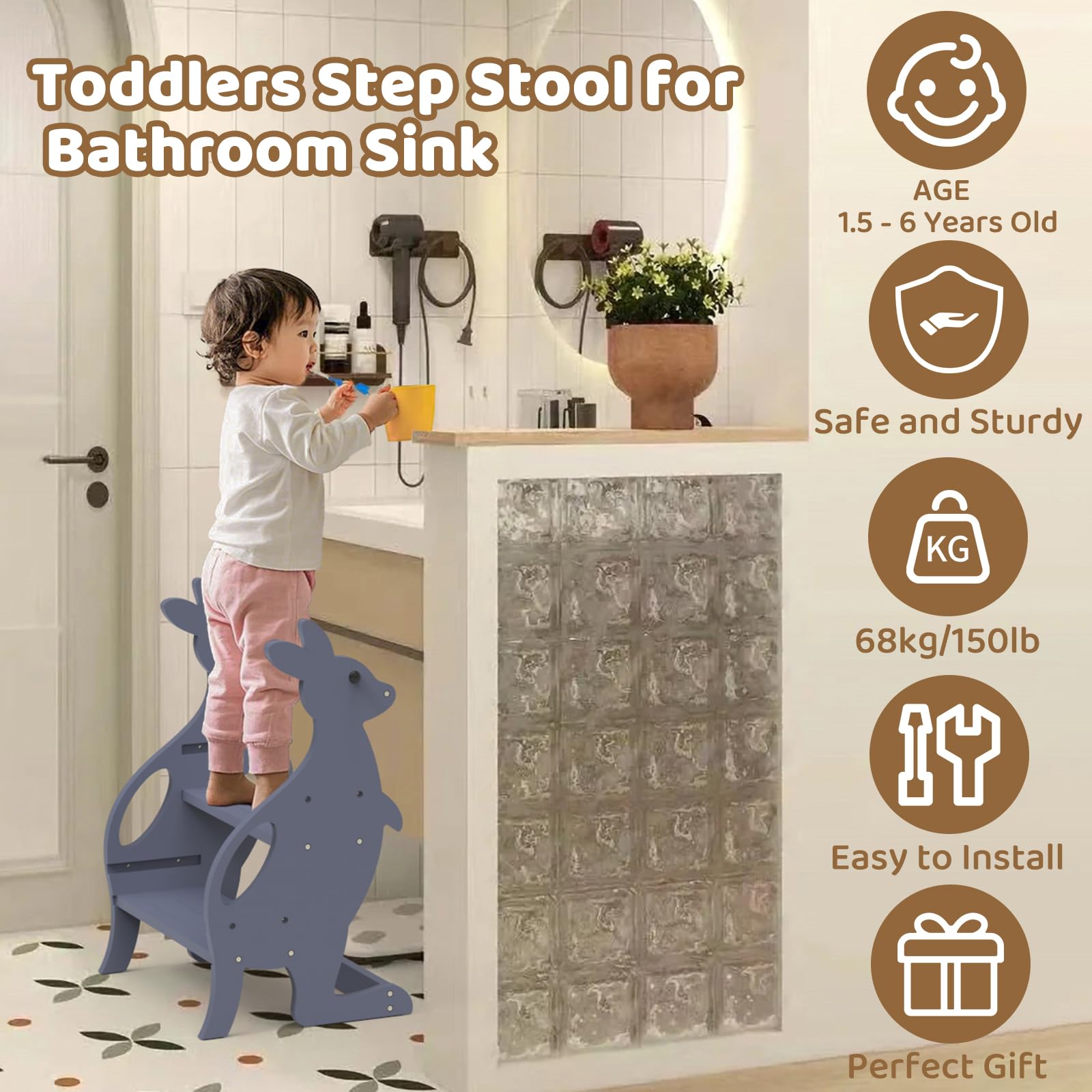 BueDeHai lightweight toddler stool is easy to move around the home.