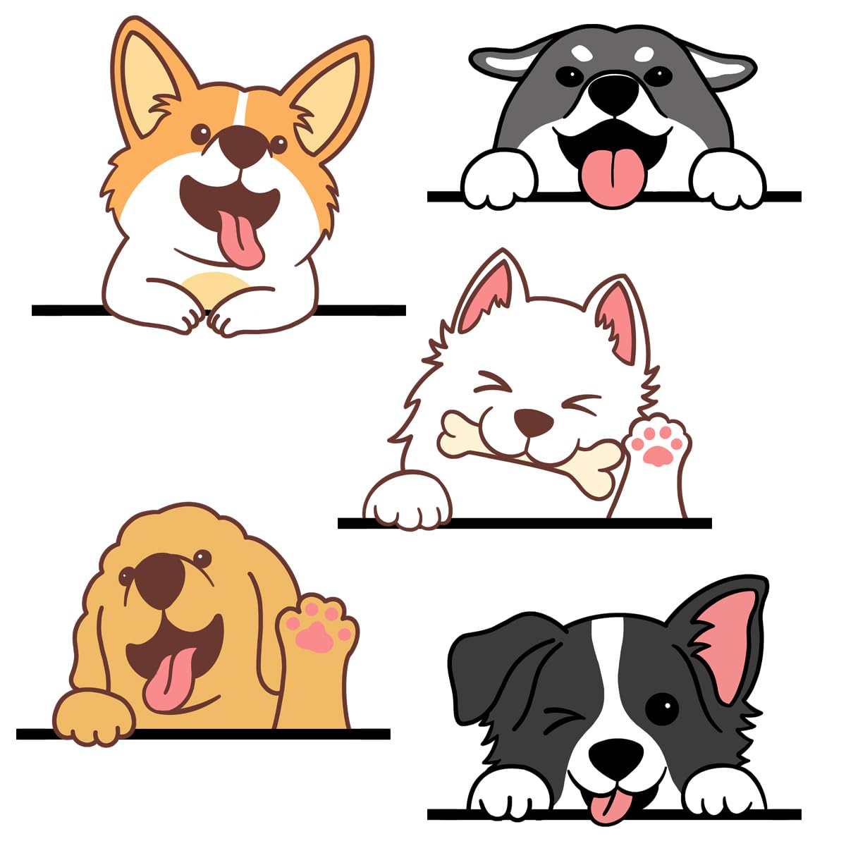 Buer Homie 5 puppy wall stickers brighten spaces with playful decor.