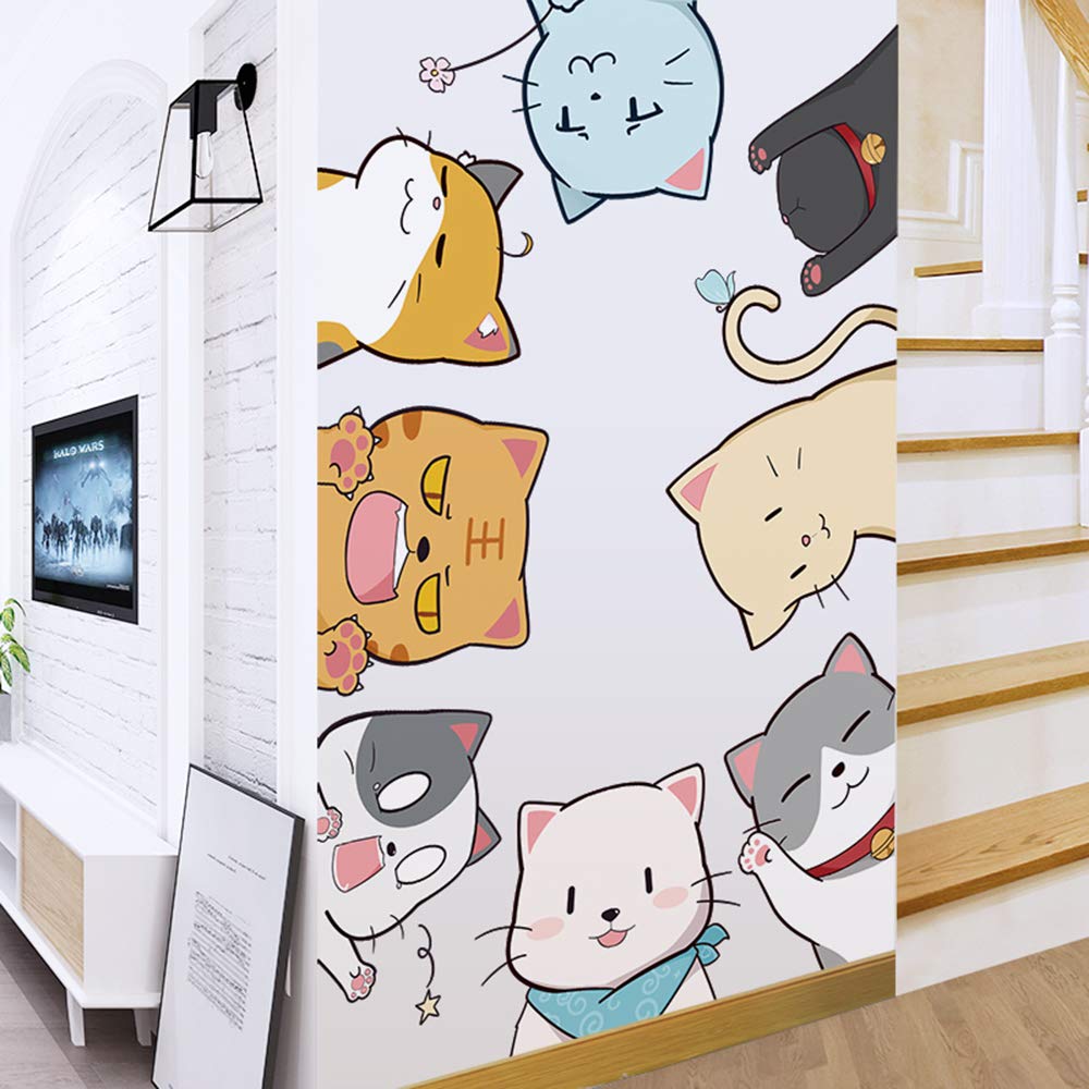 Buer Homie cat wall stickers on glass door add charm