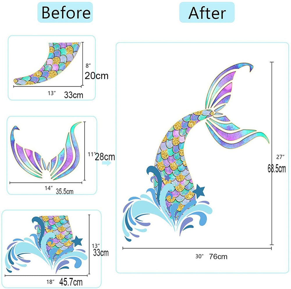 Buer Homie mermaid decal finished size 76x68.5 cm creates bold focal point.