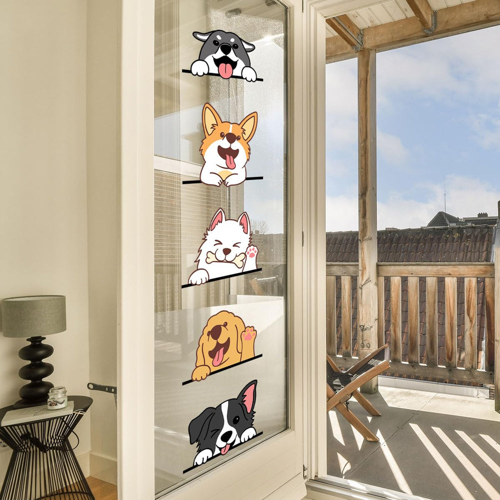Buer Homie puppy decals on walls and glass add friendly charm.