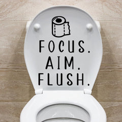Buer Homie toilet lid decal with Aim Focus Flush for quick bathroom upgrade