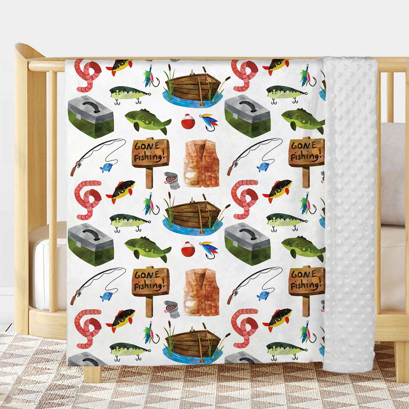 Buerhanerry Gone Fishing blanket fabric stays comfy after machine washes