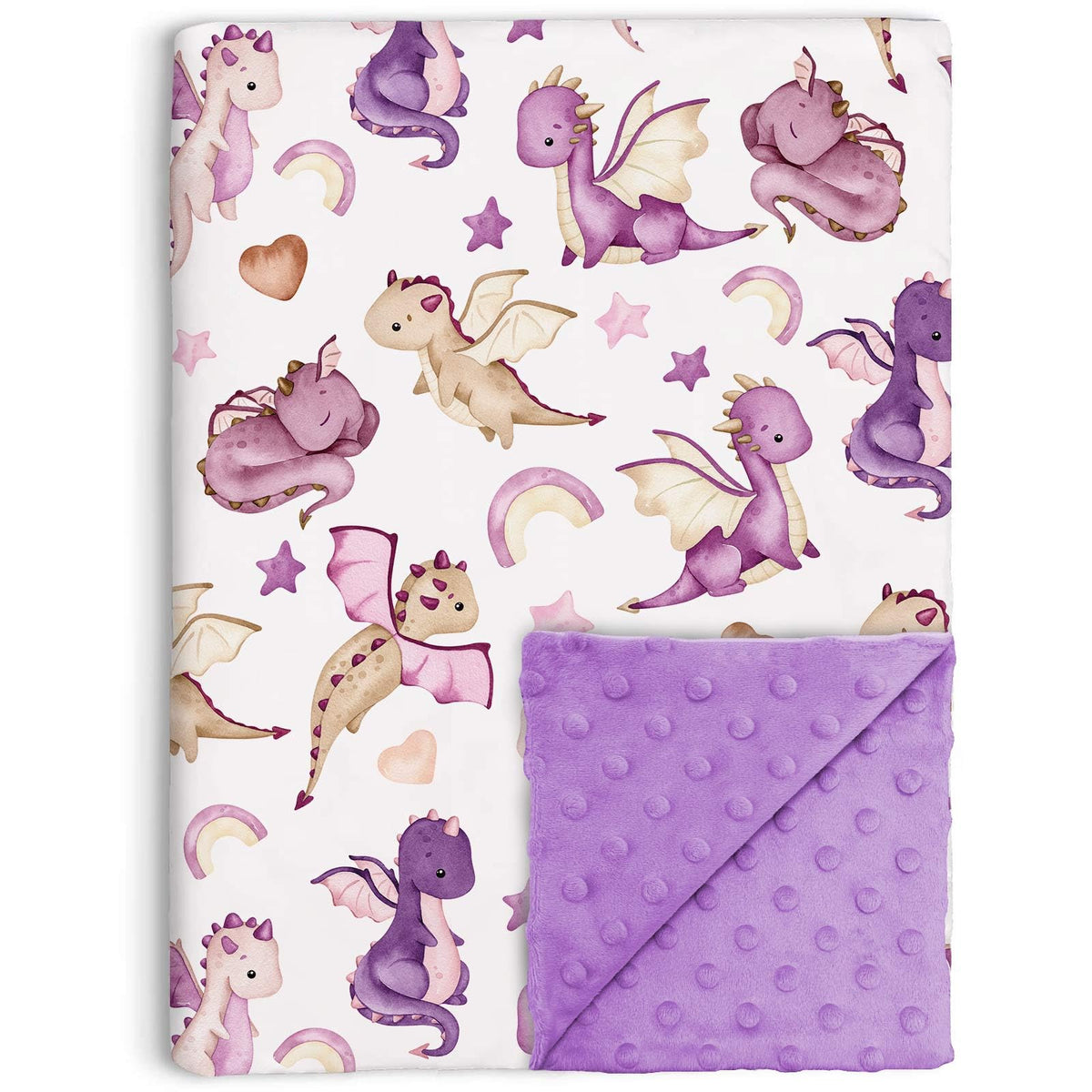 Buerhanerry Dragon Baby Blanket front view showing woodland print for cozy sleep.