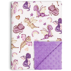 Buerhanerry Dragon Baby Blanket front view showing woodland print for cozy sleep.