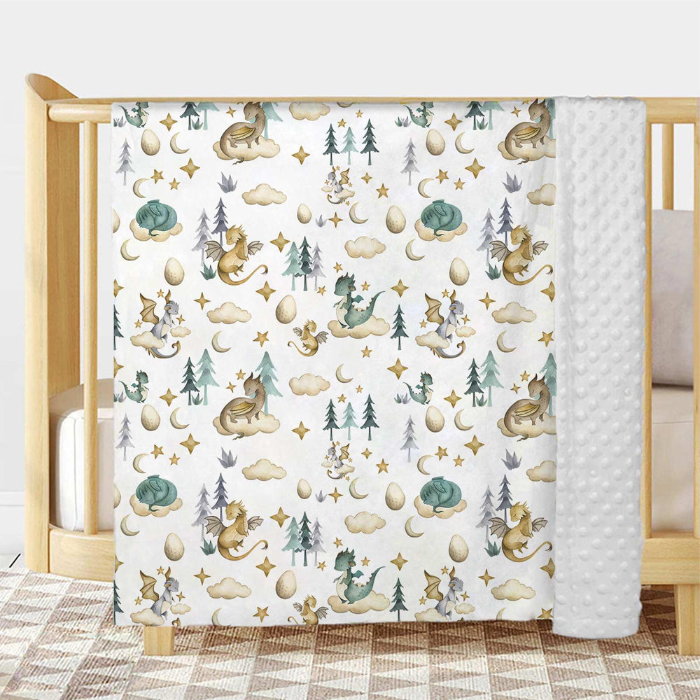 Buerhanerry Dragon blanket back dots detail shows soothing plush texture for gentle nighttime comfort.