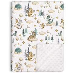 Buerhanerry Dragon blanket front view highlights soft minky fabric for cozy nights.