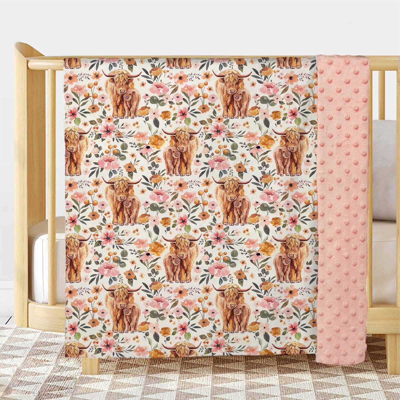 Buerhanerry Highland Cow blanket back dotted pattern provides plush texture for naps