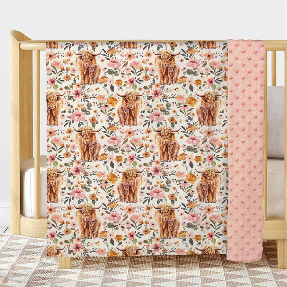 Buerhanerry Highland Cow blanket back dotted pattern provides plush texture for naps