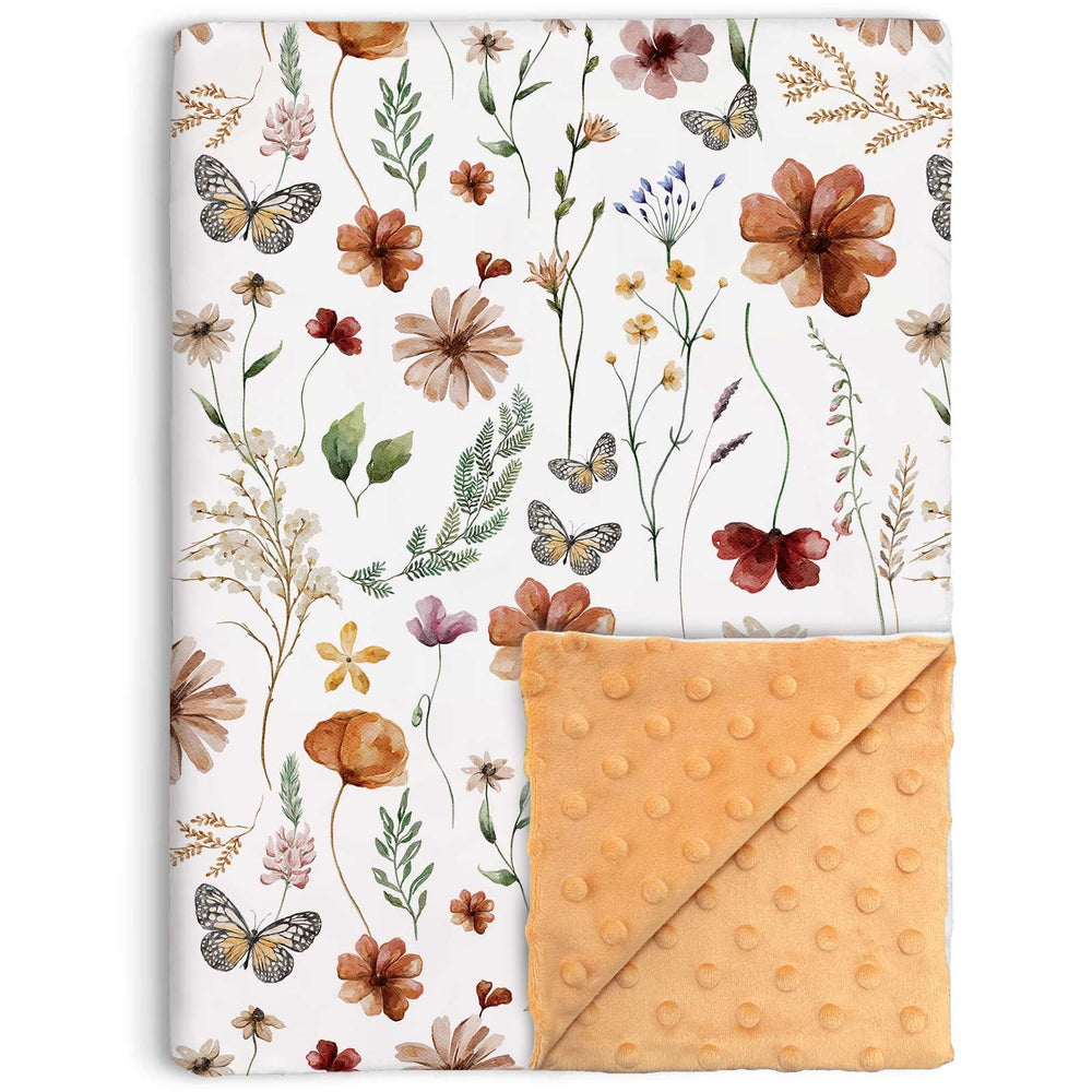 Buerhanerry Loyoot Wildflower blanket front showcases Boho flower print for baby comfort.