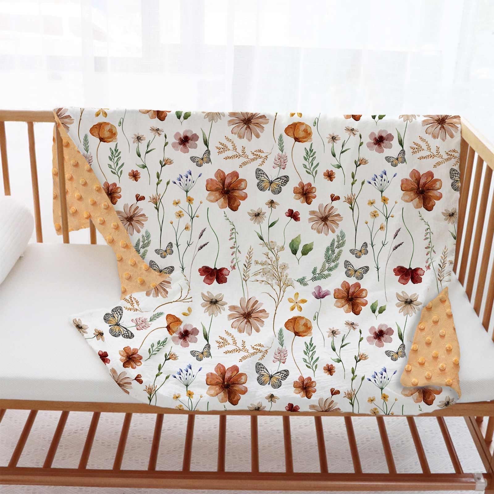 Buerhanerry Loyoot Wildflower blanket size 30x40 for crib or stroller.