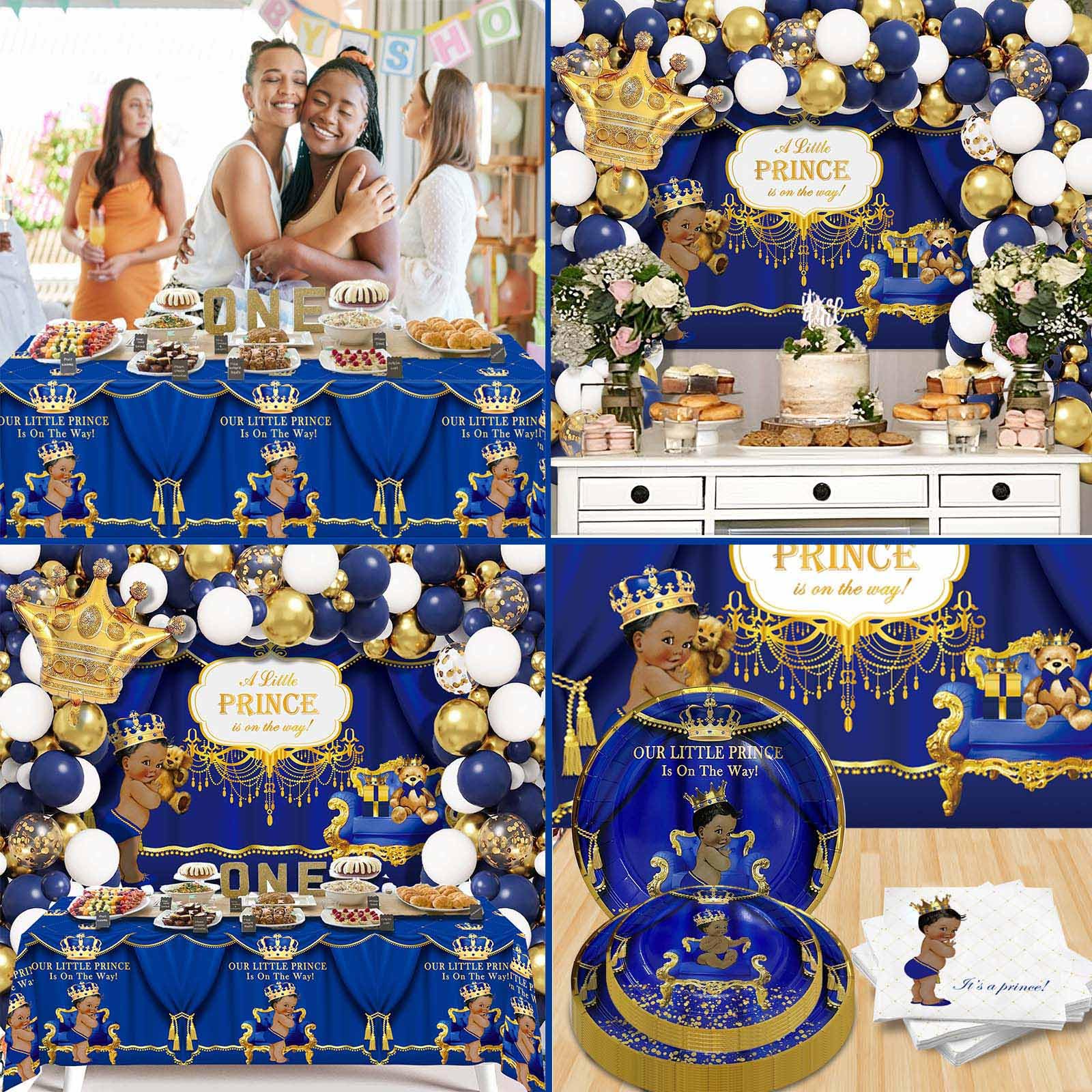 Buerhanerry royal prince crown balloon adds focal royal touch to cake.