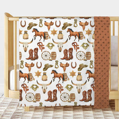 Buerhanerry Western Cowboy baby blanket dotted backing highlights double-layer warmth for nap time.