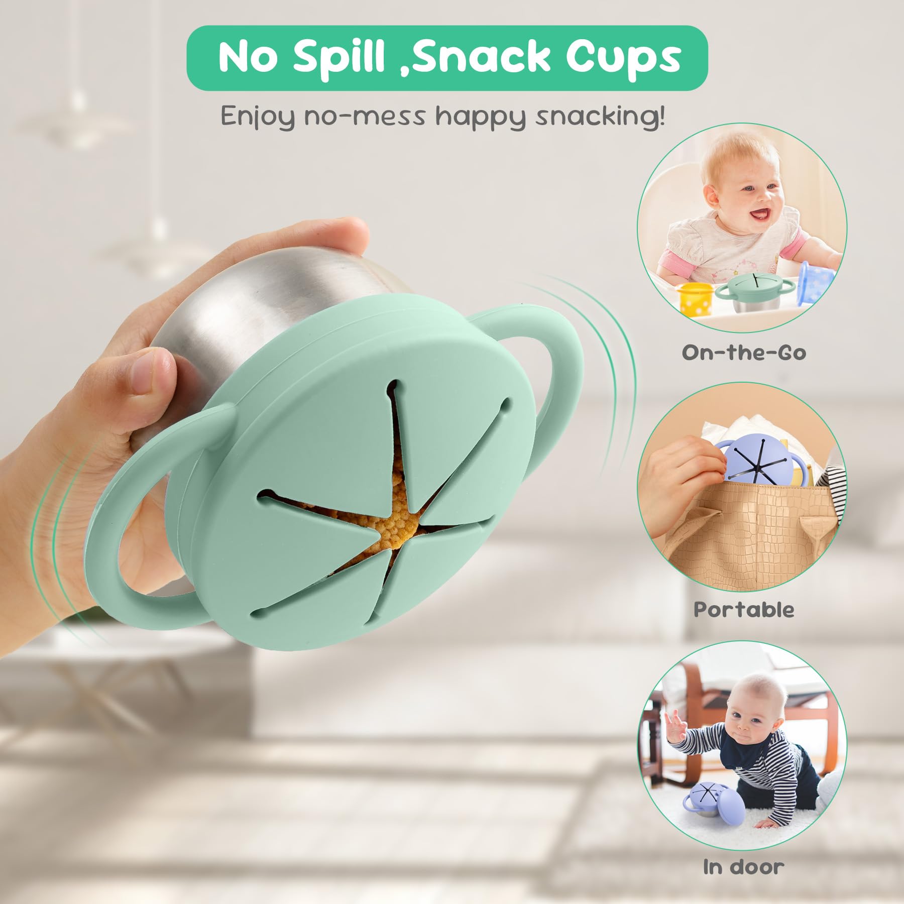 Bufilea dishwasher-safe silicone catcher and wipe-clean stainless steel base for easy care.