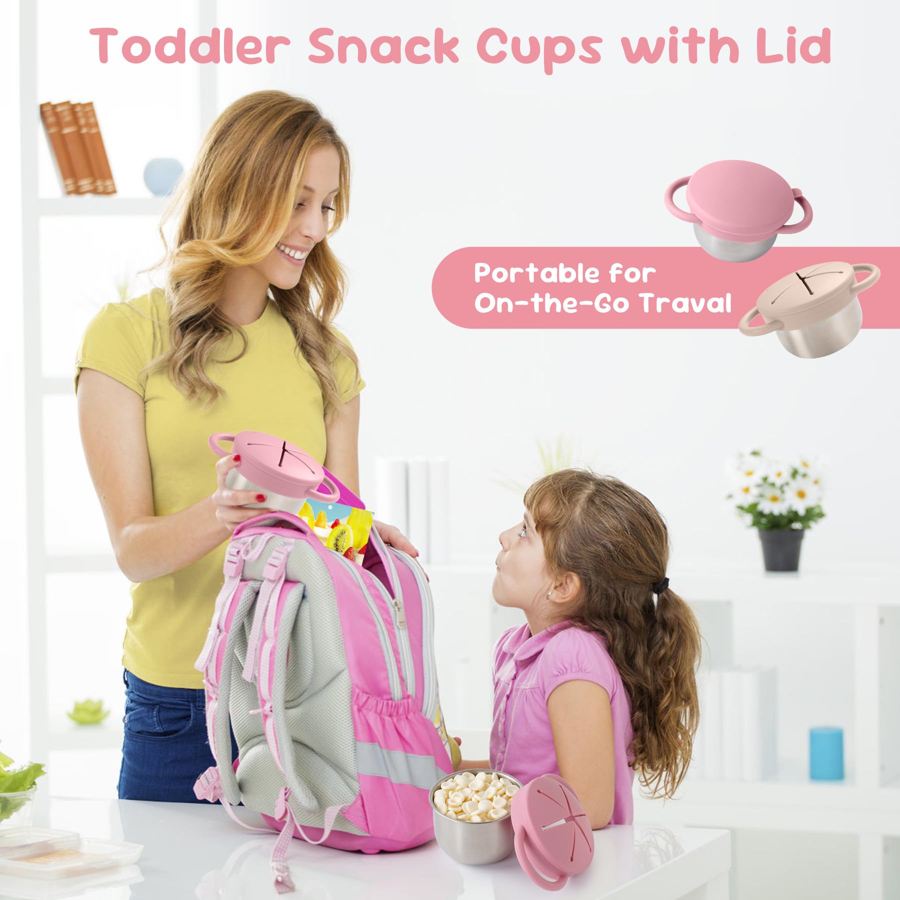 Bufilea no-spill snack cups are ideal for car trips, picnics, and busy days