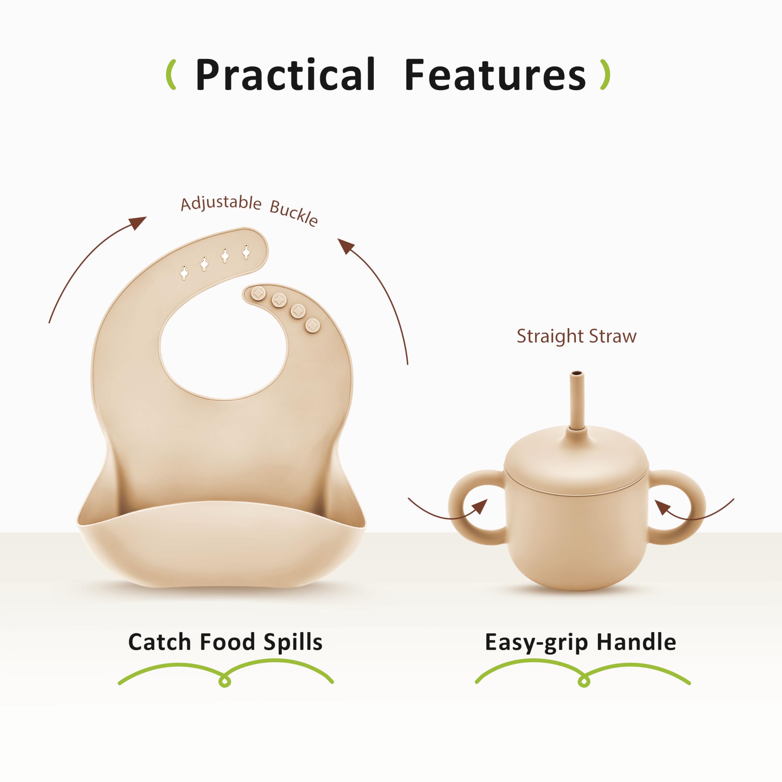 Bufims pocket bib with deep catch pocket captures spills during feeding.