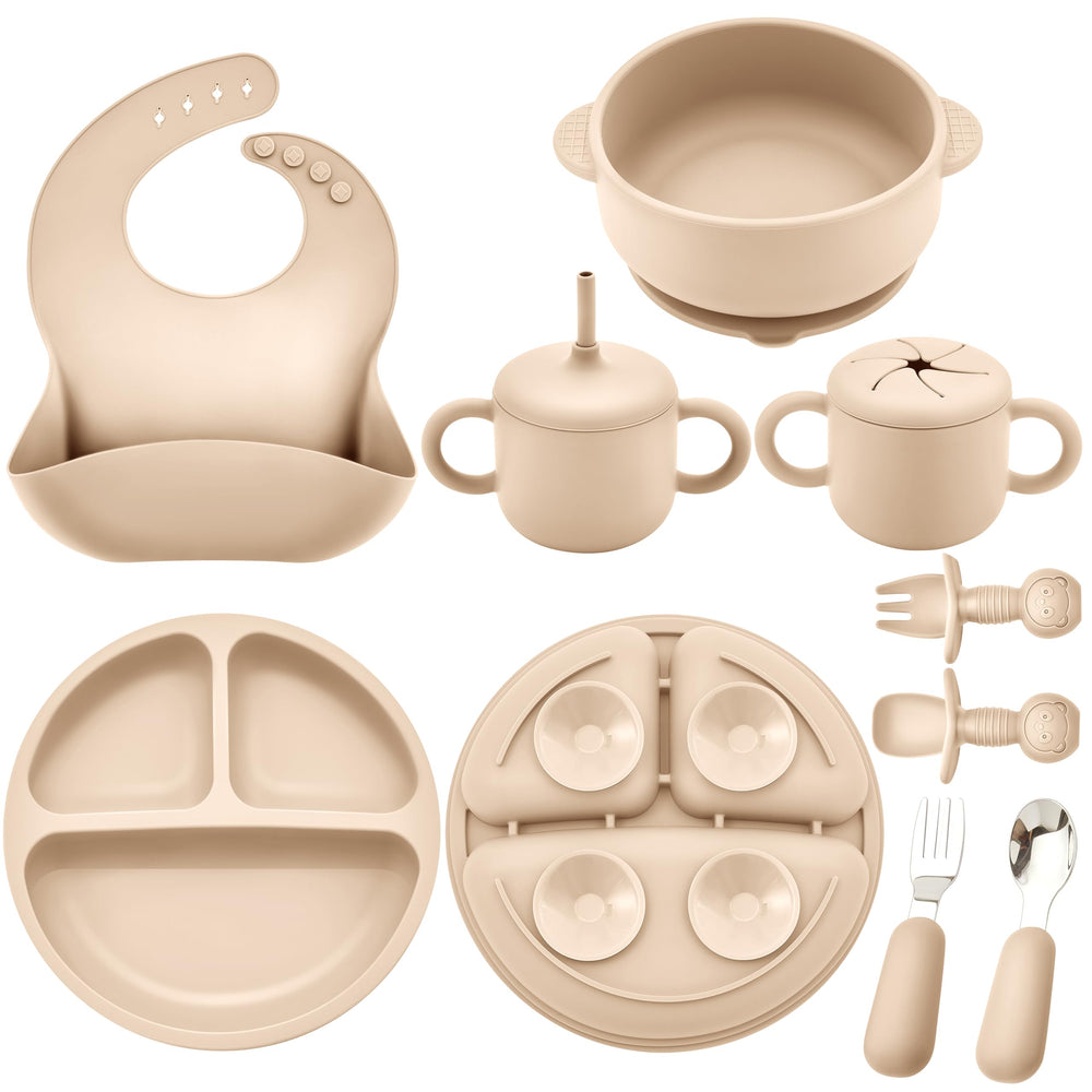 Bufims silicone baby feeding set main image highlights safe materials for gentle self-feeding.