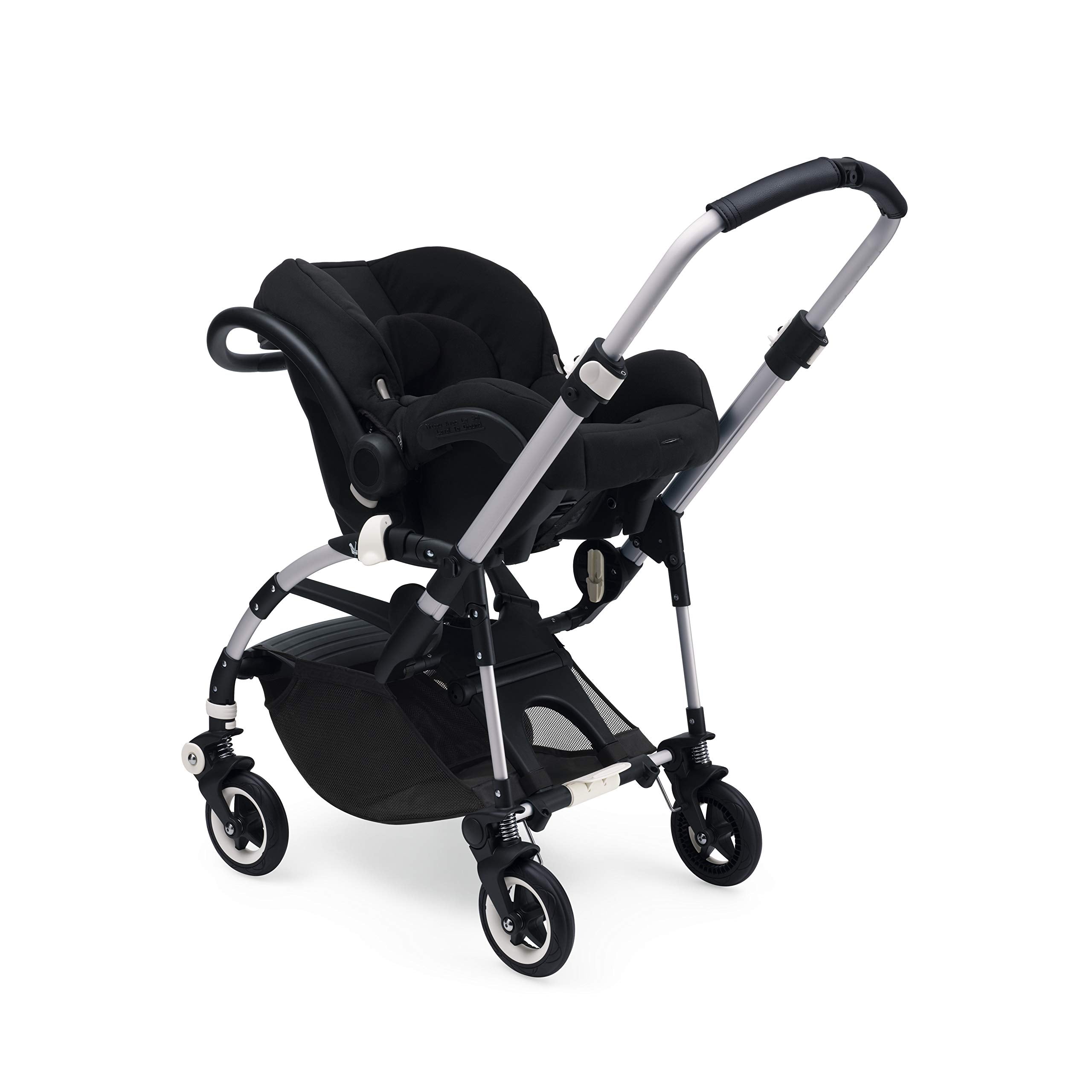 Bugaboo Bee car seat adapter in use with Maxi-Cosi for smooth car-to-stroller transitions.