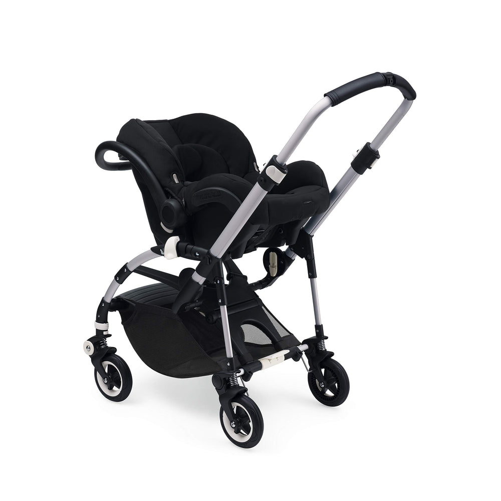 Bugaboo Bee car seat adapter in use with Maxi-Cosi for smooth car-to-stroller transitions.