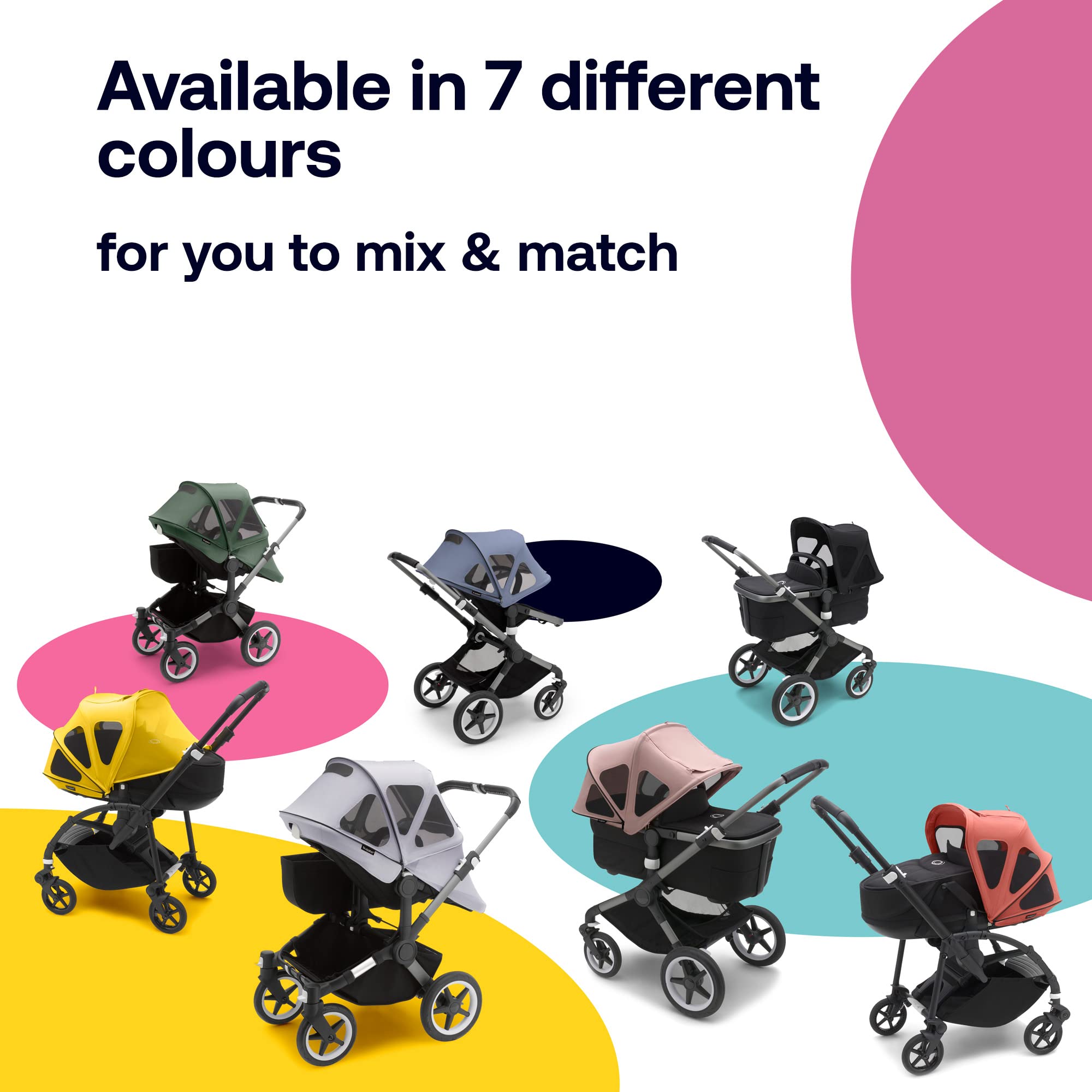 Bugaboo Breezy Sun Canopy extendable coverage shields from sun and wind when needed.
