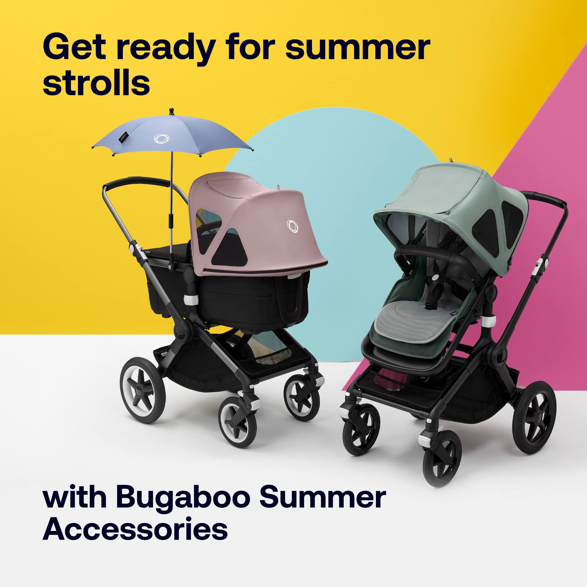 Bugaboo Breezy Sun Canopy midnight-black fabric adds stylish UV protection.