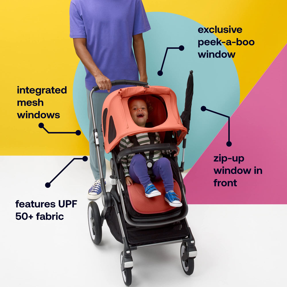 Bugaboo Breezy Sun Canopy zip-front panel enables quick access during outings.