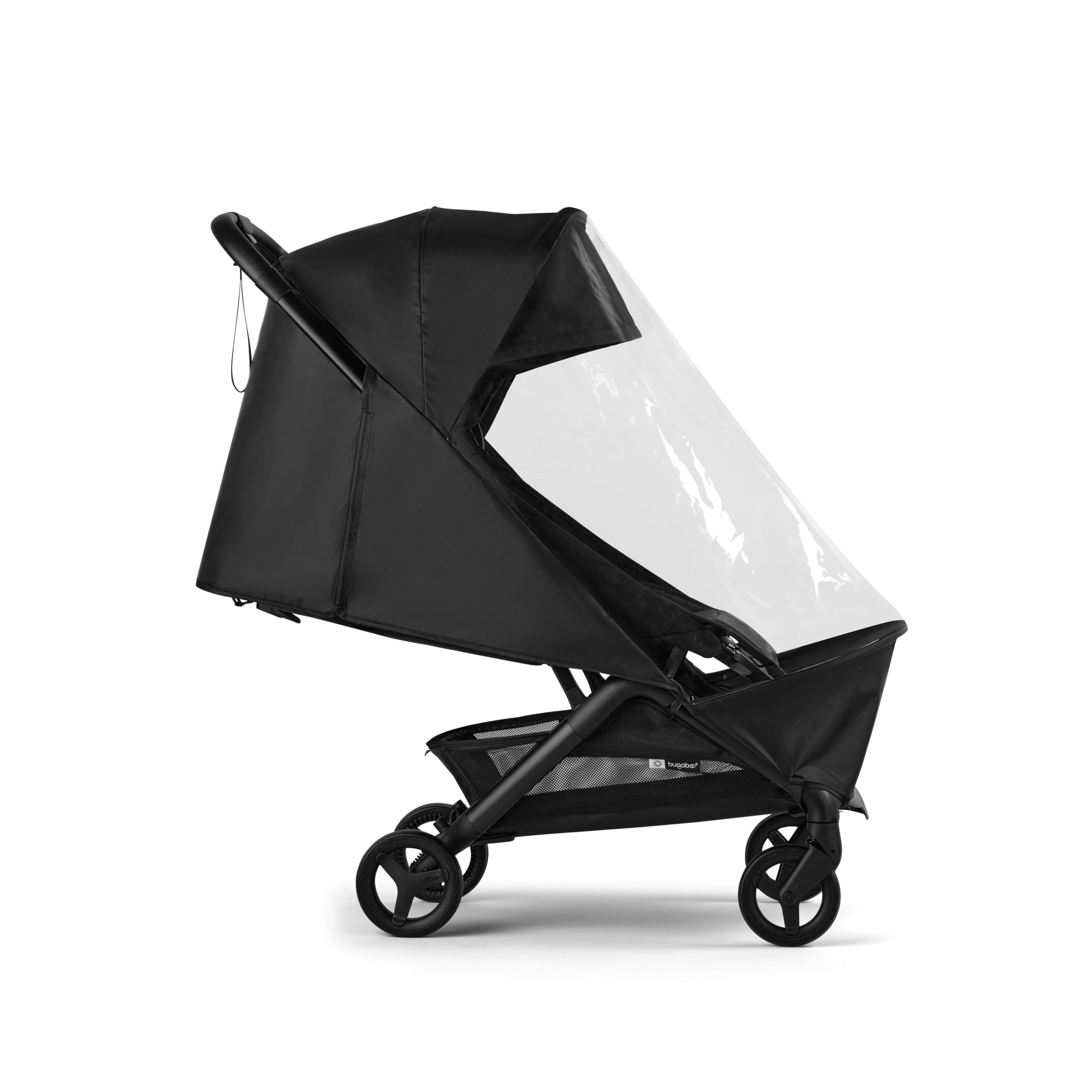 Bugaboo Butterfly 2 rain cover on stroller protects from rain while maintaining visibility