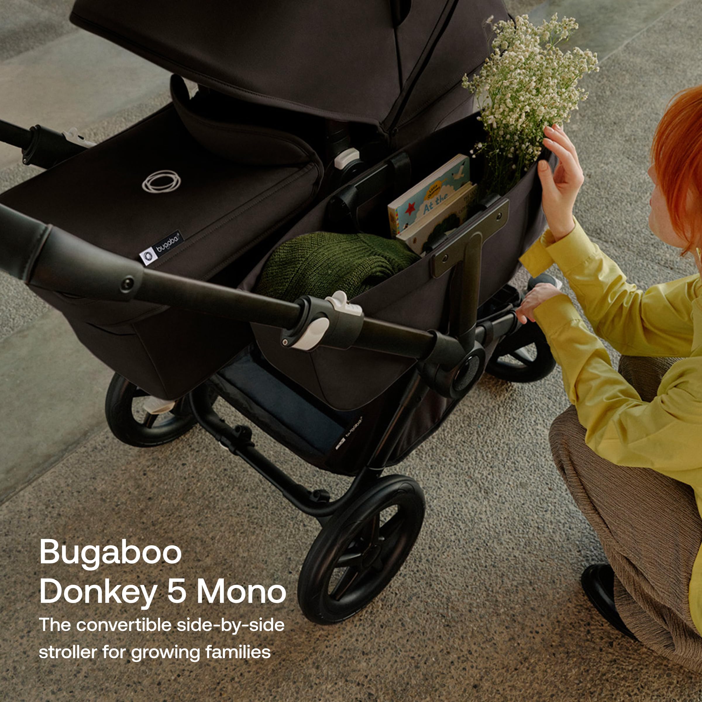 Bugaboo Donkey 5 Mono underseat basket full demonstrates ample storage for errands.