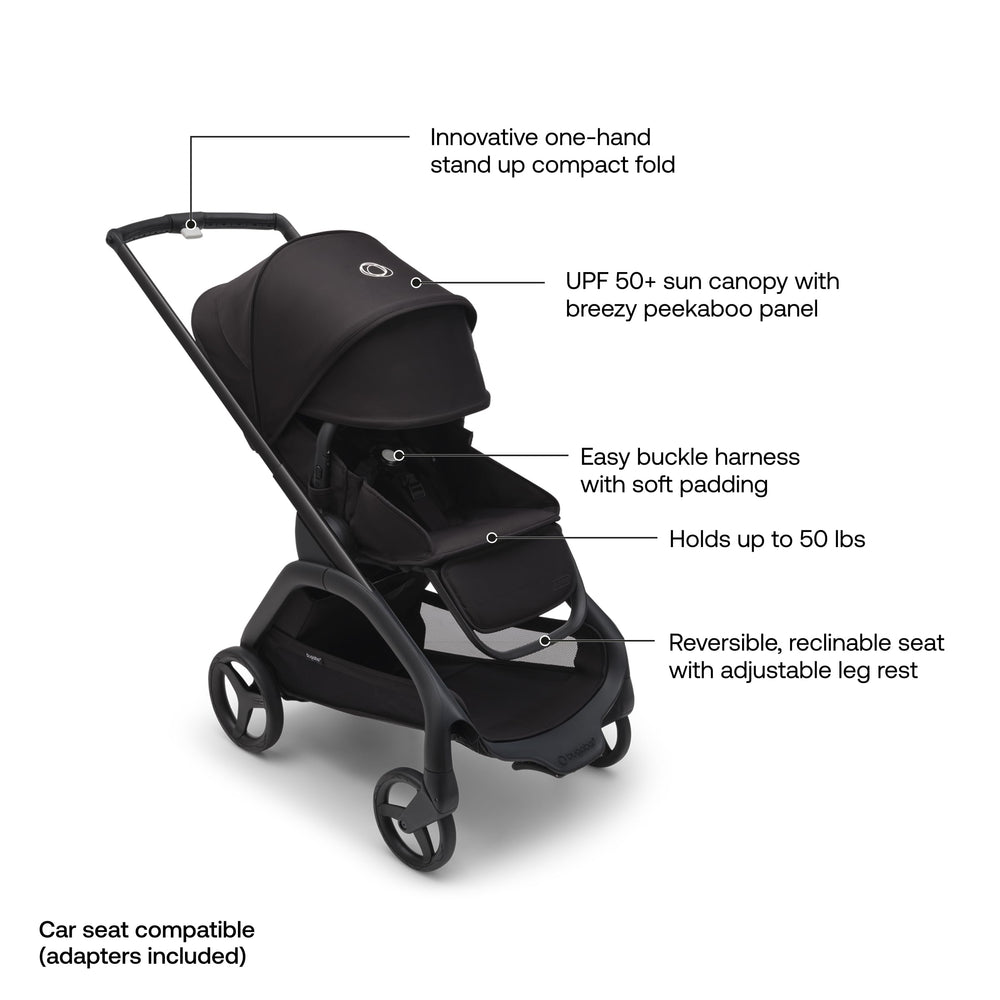Bugaboo Dragonfly city wheels deliver sharp handling for urban streets.