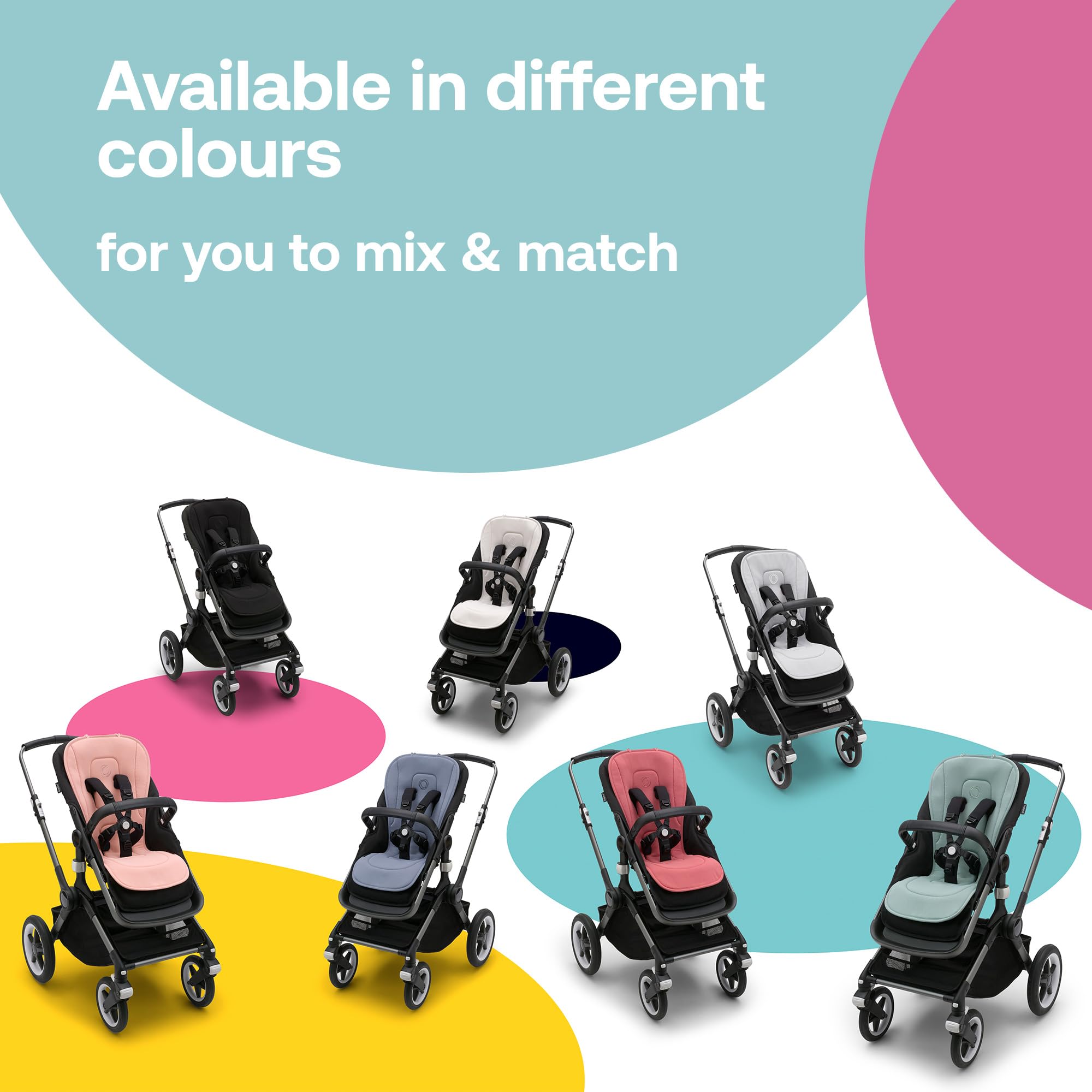 Bugaboo Dual Comfort Seat Liner machine-washable for easy cleanup after outings.
