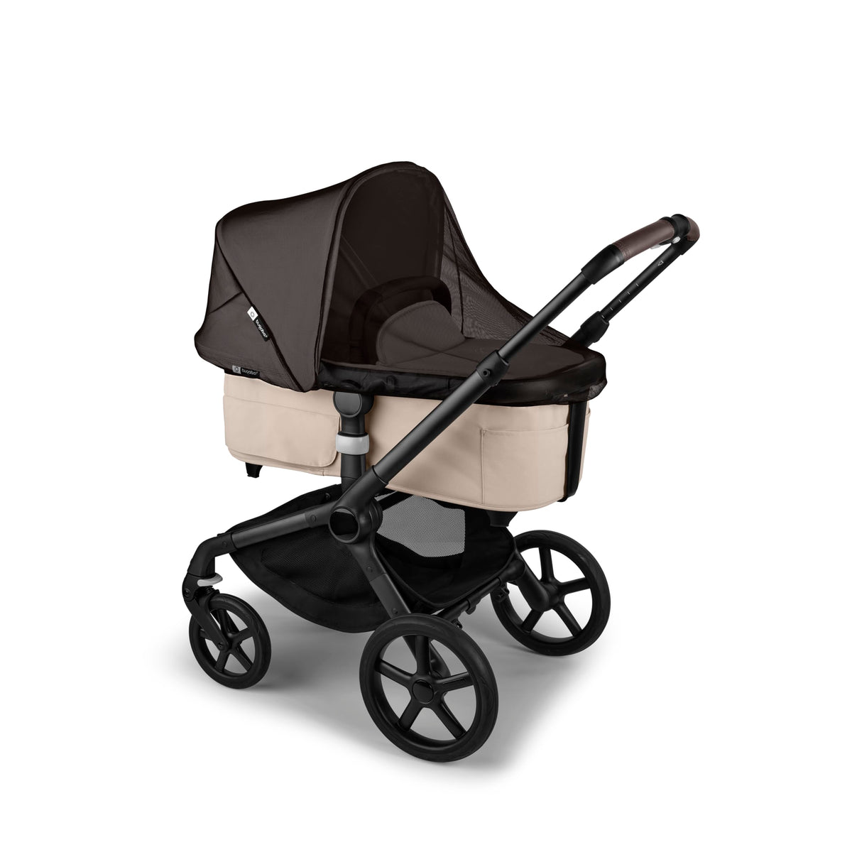 Bugaboo mosquito net attached to bassinet, providing extra bite protection