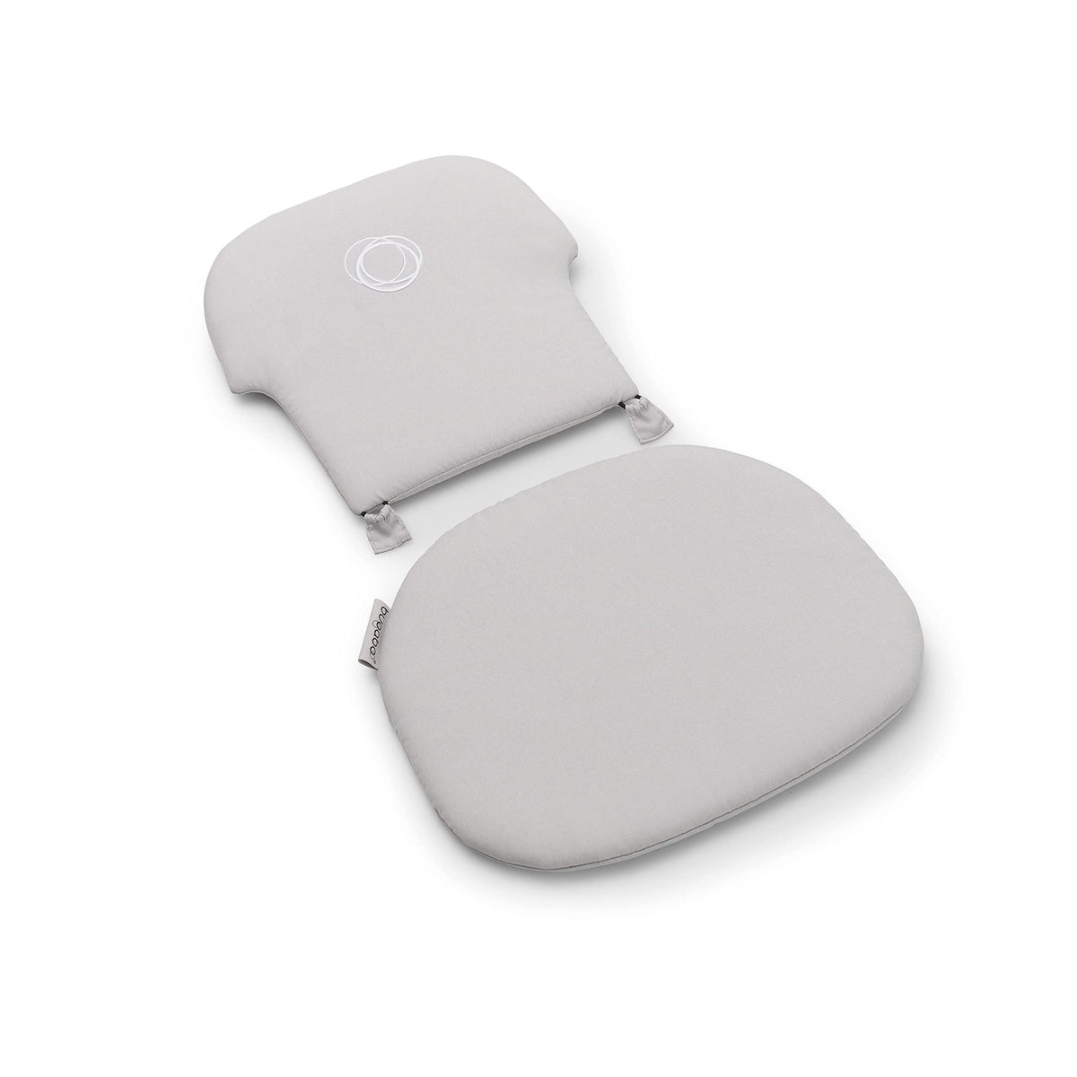 Bugaboo Giraffe backrest cushion Arctic White adds cozy support during meals.