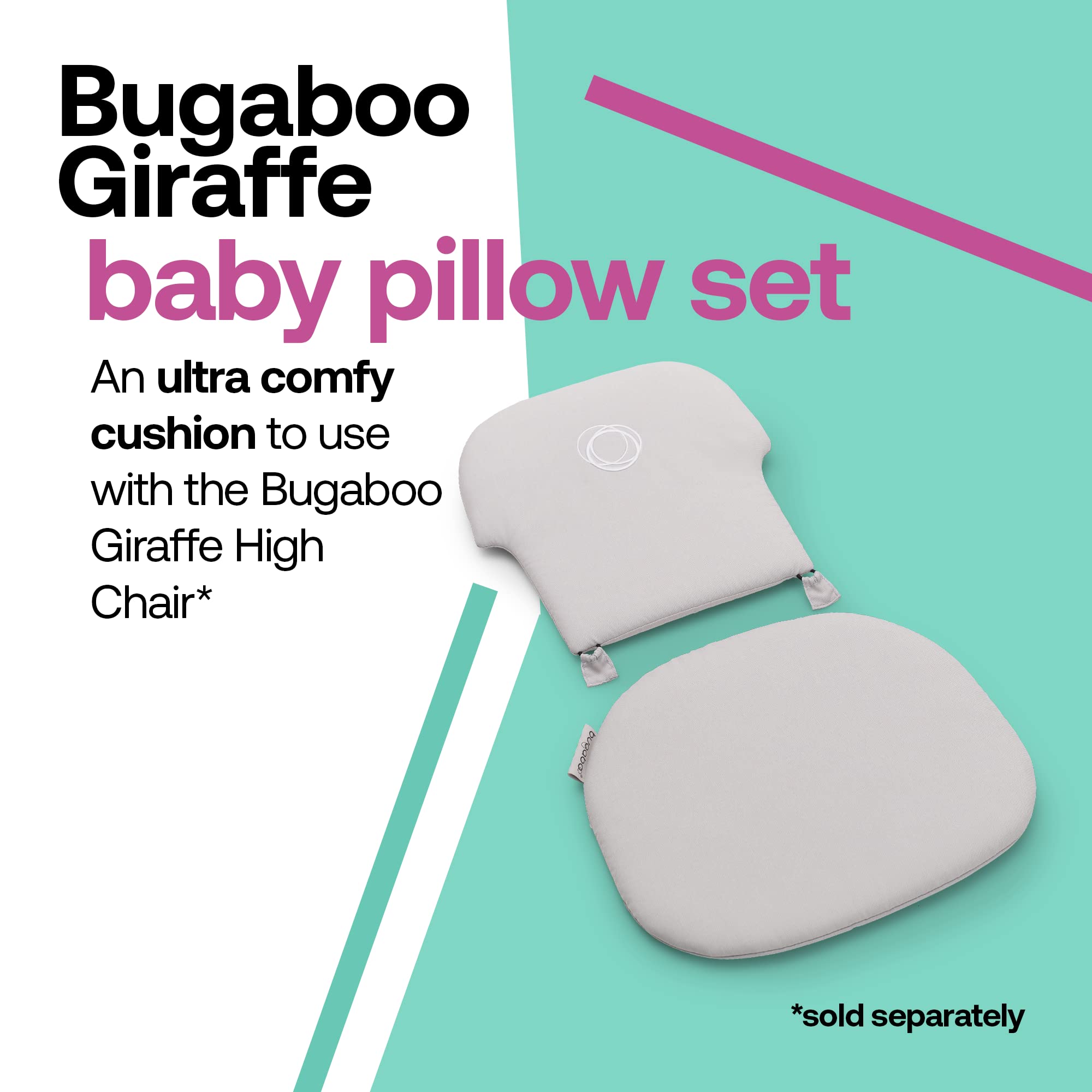 Bugaboo Giraffe seat cushion Arctic White supports tiny diners.