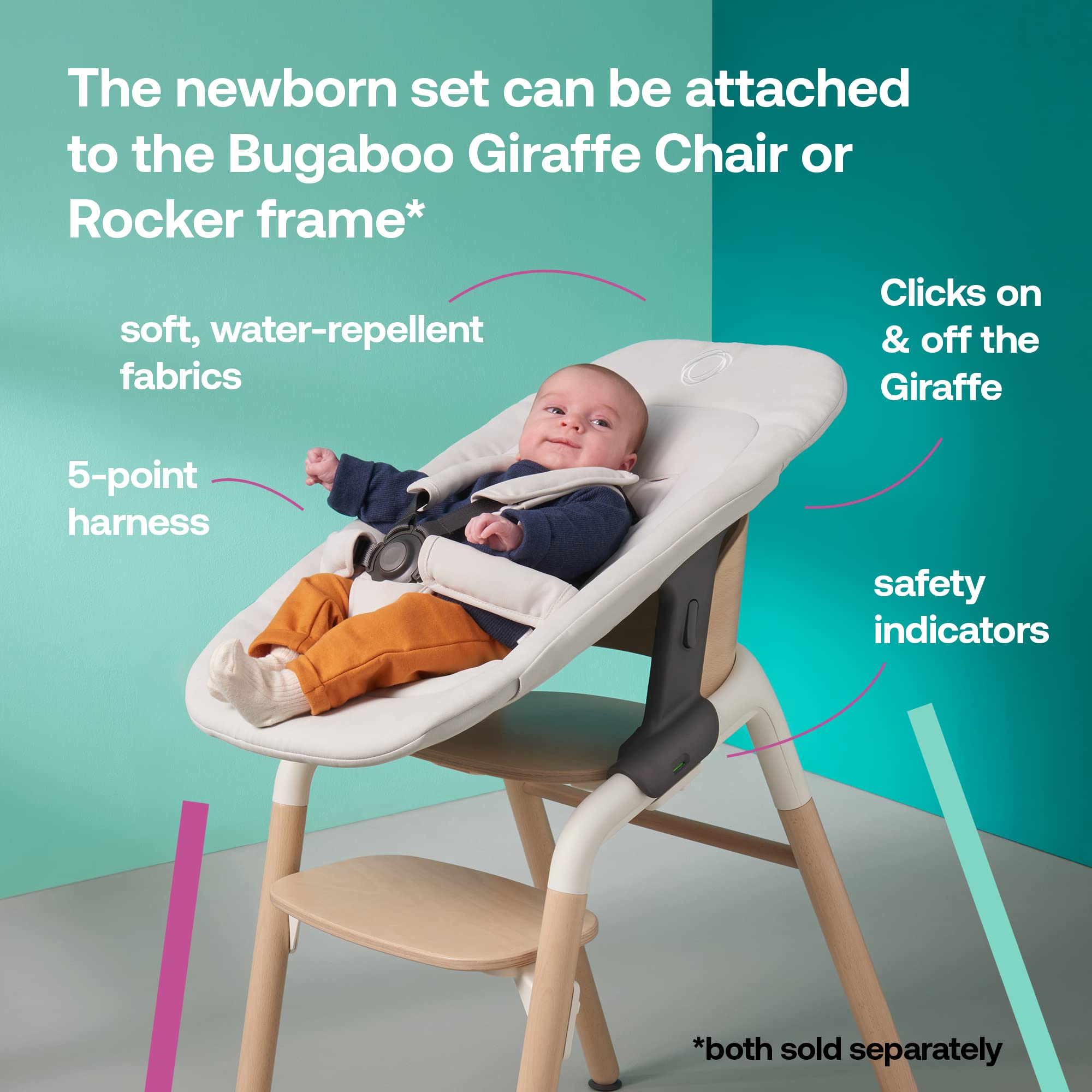 Bugaboo Giraffe newborn set Tornado Grey color close-up highlights a sleek, modern interior feel.