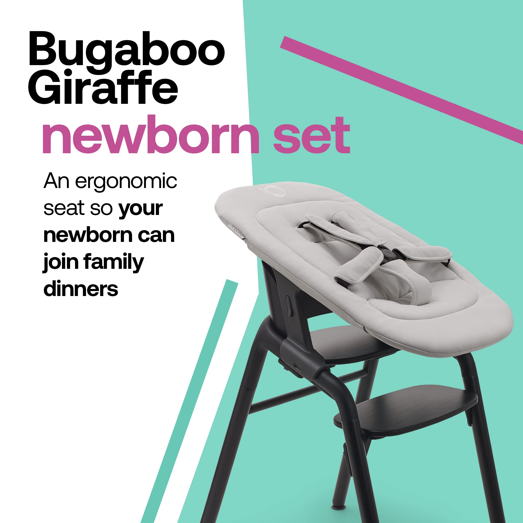 Bugaboo Giraffe newborn set rocker frame calms baby with gentle rocking