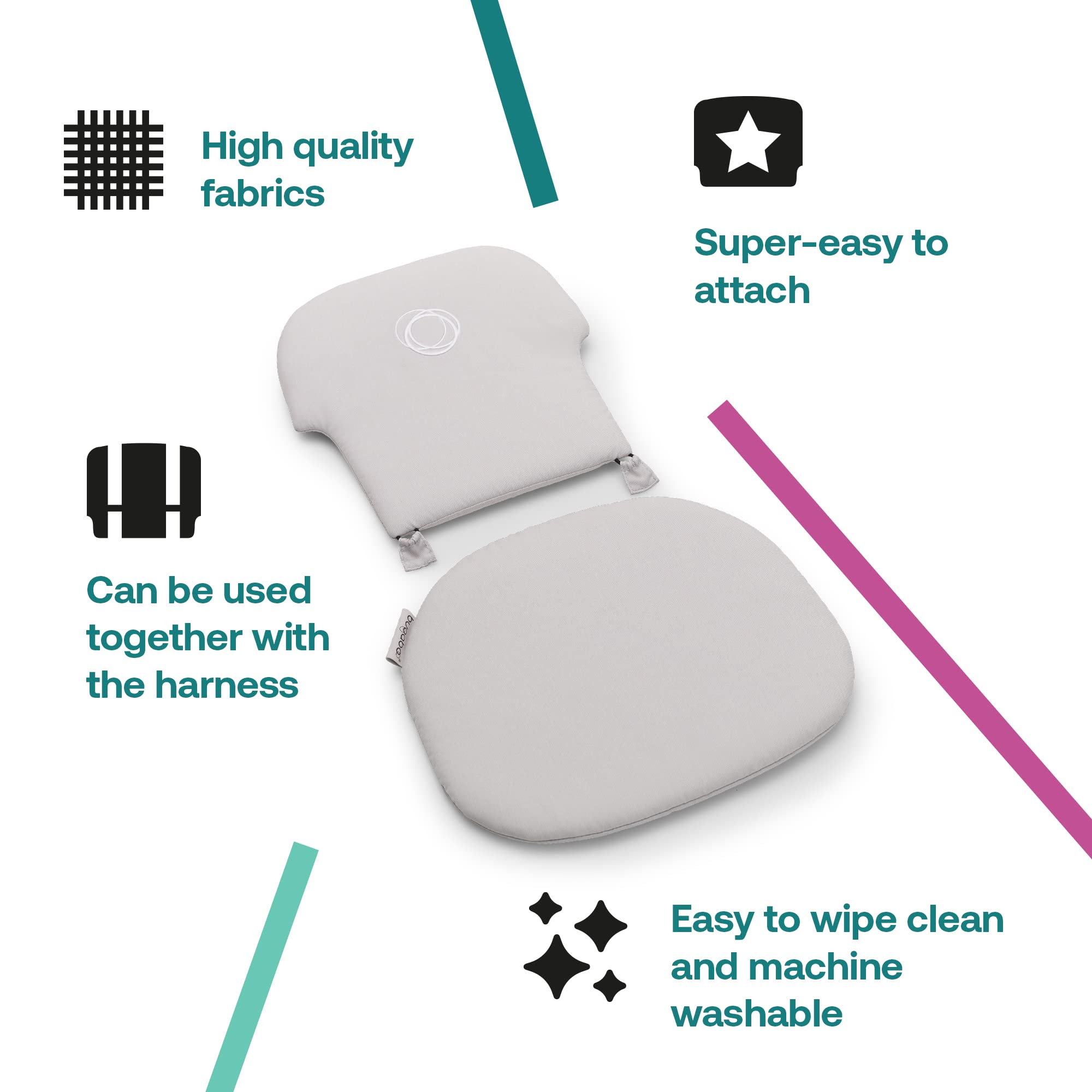 Bugaboo Giraffe pillow Arctic White is machine washable for easy cleaning.