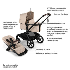 Bugaboo Kangaroo desert taupe front suspension stabilizes ride on uneven surfaces