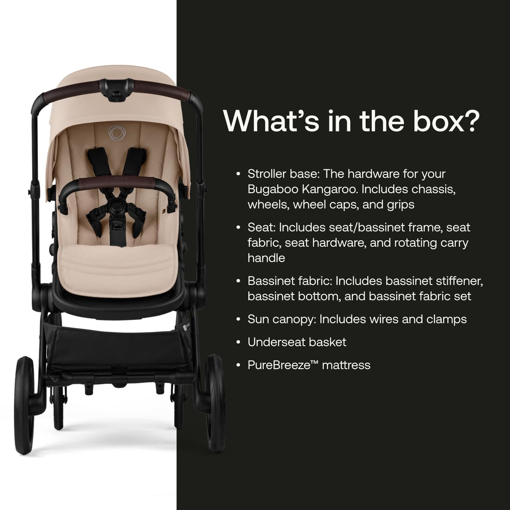 Bugaboo Kangaroo desert taupe large bassinet provides roomy newborn space