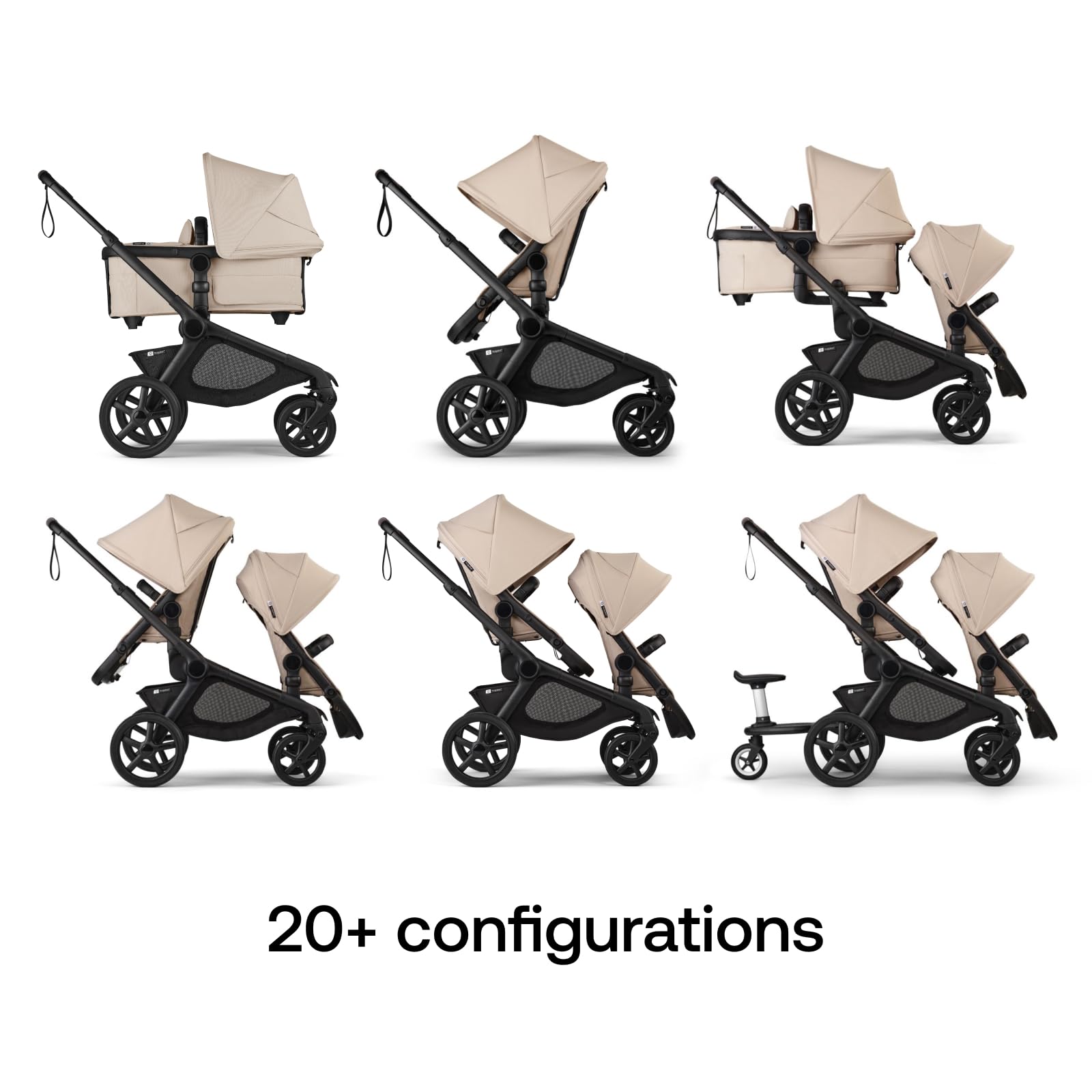Bugaboo Kangaroo desert taupe tandem seat ideal for infant and toddler seating