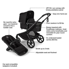 Bugaboo Kangaroo large bassinet area designed for infant comfort during strolls